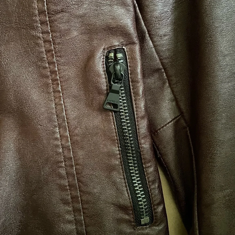 Vintage Express Vegan Leather Jacket Brown/Maroon - Picture 4 of 8